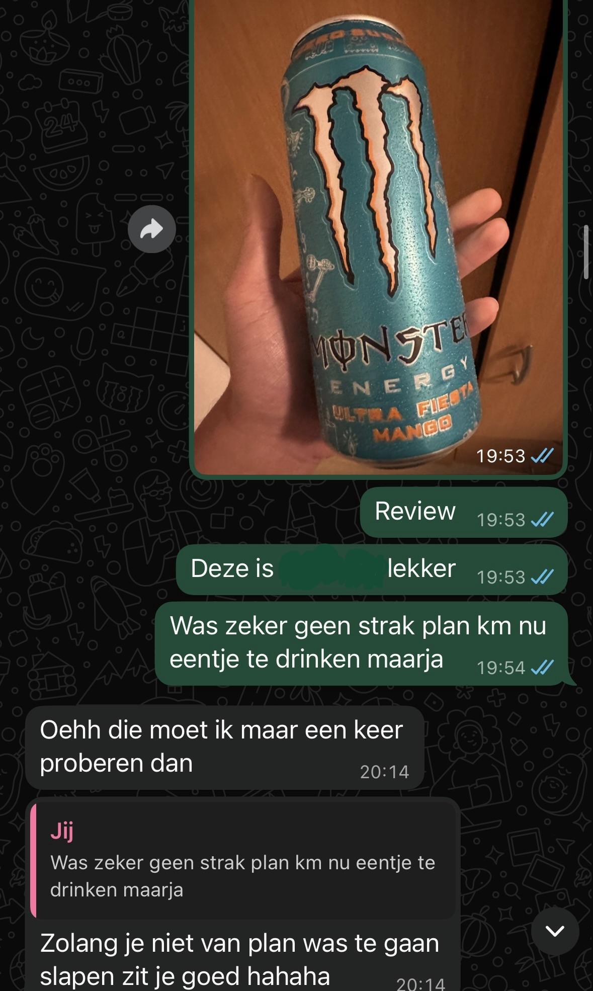 WhatsApp chat, sharing a can